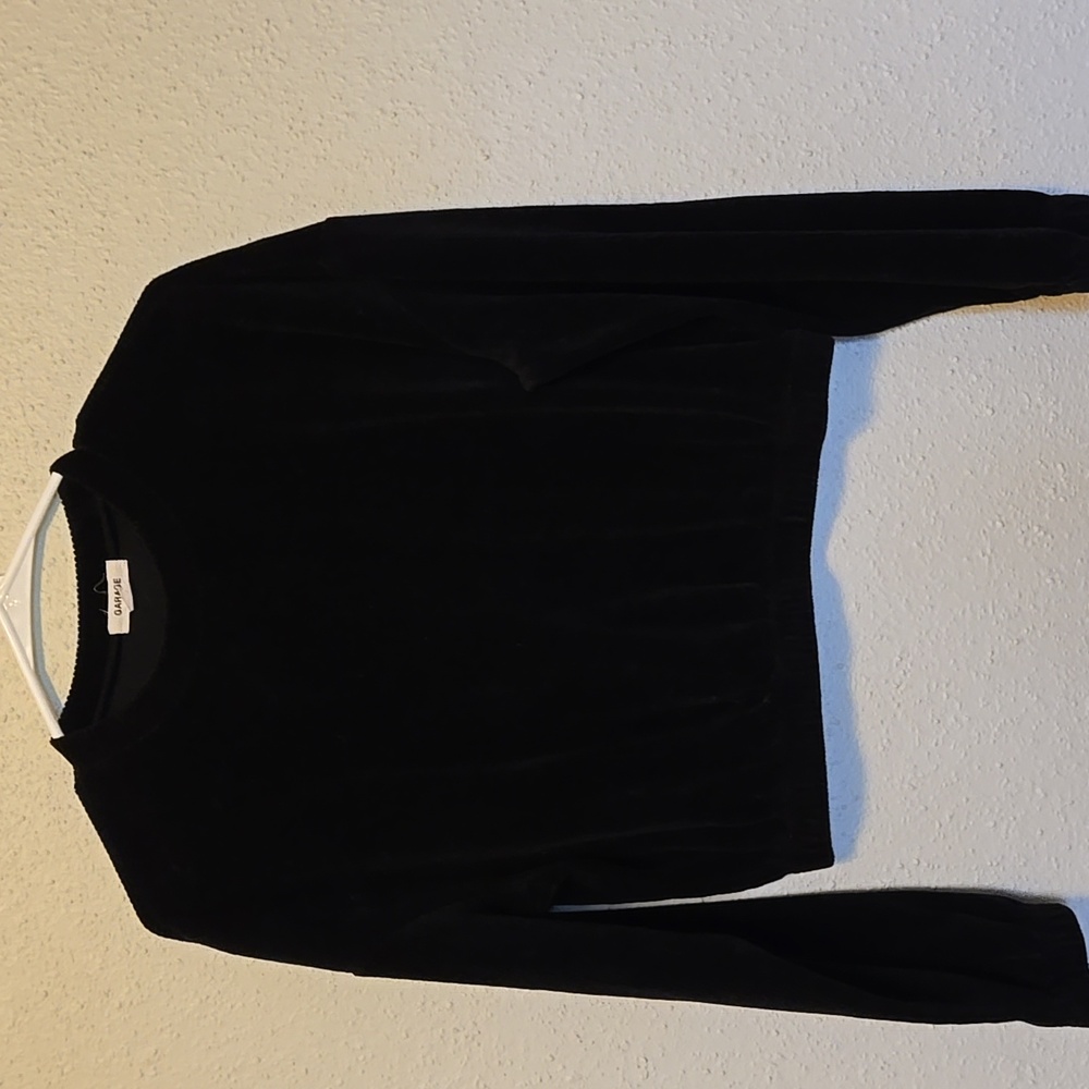 Garage Black Velvet Crewneck Long Sleeve Top Small